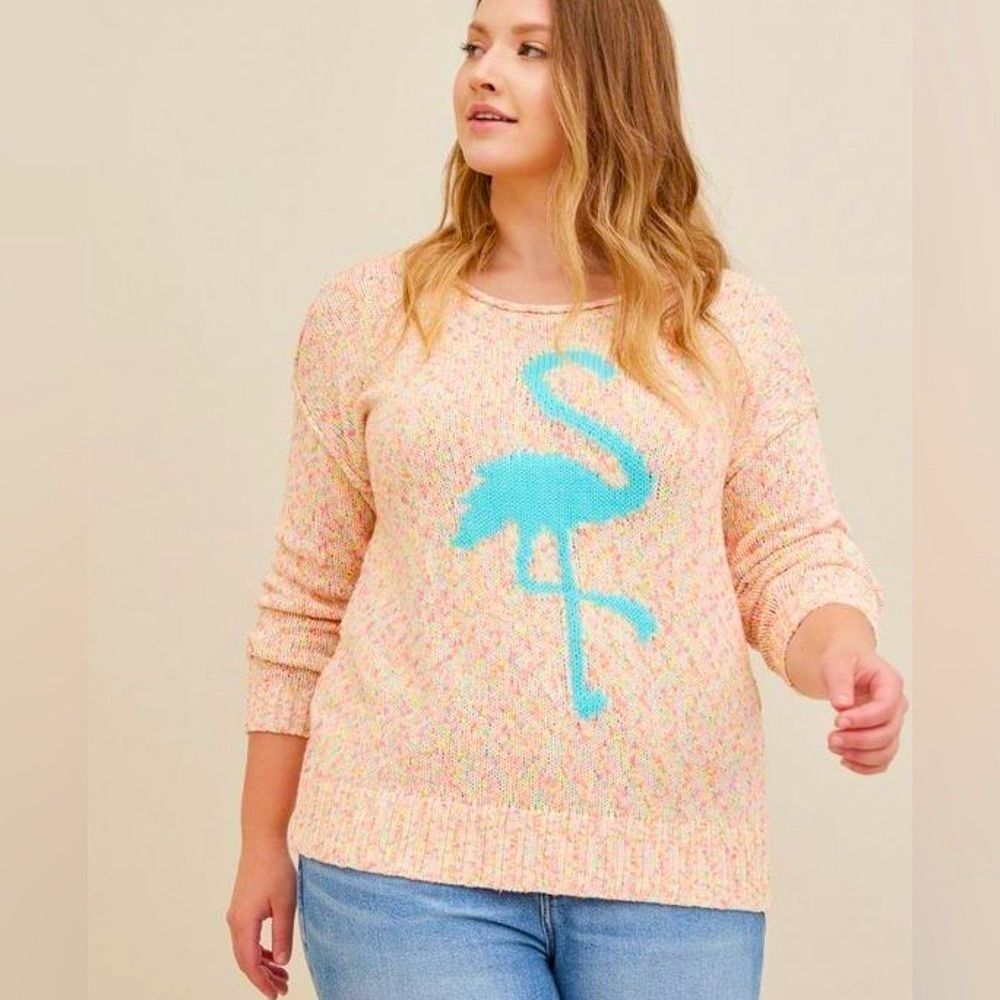 Torrid Flamingo marled cotton Pullover Sweater 1X
